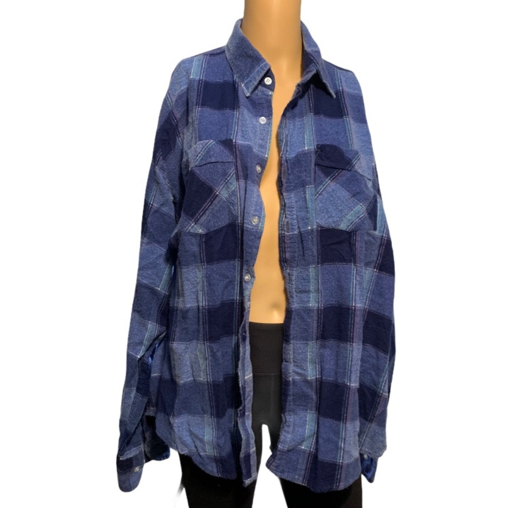 Woodland 100% cotton flannel button down blue XL